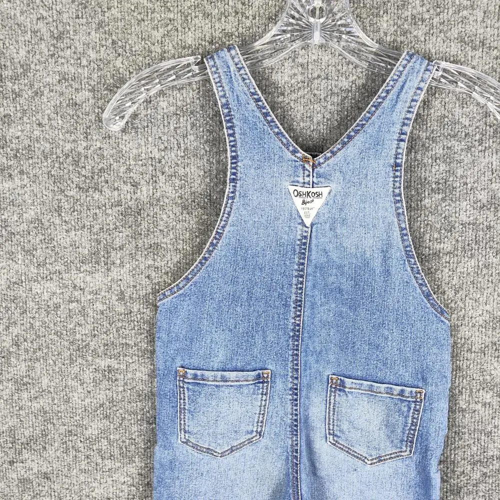 OshKosh B'gosh Overalls Girls Toddler 4T Light Wash Denim Floral Ruffle Pockets